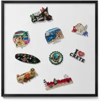 Tulup Magneetbord met Zwarte Frame - Wit Magneetbord in Effen Kleuren - 50 cm x 50 cm - Kleur wit - Magnetisch Bord voor Magneten - Magneetbord voor Foto's en Notities - Magneetbord voor Reissouvenirs