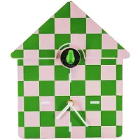Housevitamin Wandklok - Kuuklok - Patroon: groen/roze - 24x27x9 cm