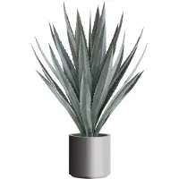 Kopu Kunstplant Agave 110 cm in grijze Pot - 30 bladeren - Groen/Grijs