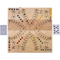 Longfield Toc Spel XL Opklapbaar 4 Spelers – Houten Bordspel – Extra Groot Strategiespel – Reisvriendelijk Gezelschapsspel – 2 tot 4 Spelers – Engelhart