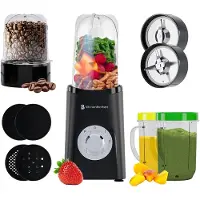 Kitchenbrothers Smoothie Blender 2-in-1 - 4 Bekers Mini Blender To Go Mini Blender Zwart