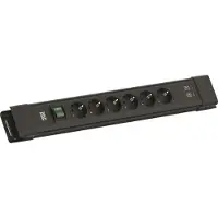 Bachmann CONNECTUS 6xCEE7/3, 1xschakelaar 1xUSB A/C 22W 2,0m CEE7/7 zwart
