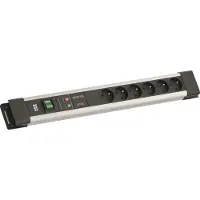 Bachmann CONNECTUS 6xUTE, 1xGVS, 1xSchakelaar, 2,0 meter, CEE7/7, grijs