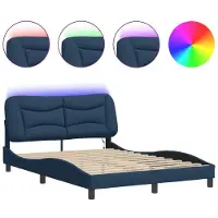 vidaXL Bedframe met LED zonder matras "Hvar" 140x190 cm stof blauw