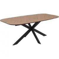 Mendler Eettafel -O56, tafel eettafel, MDF metaal 200x100cm ~ licht eikenlook