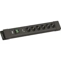 Bachmann CONNECTUS, 6x CEE7/3, 1x SPD-Plus, 1x schakelaar, 2,0 meter, CEE7/7, zwart