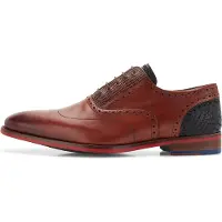 Floris van Bommel Veterschoen 'De Stapper 03' kastanjebruin / roestbruin / zwart