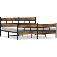 vidaXL Bedframe zonder matras metaal gerookt eikenkleurig 200x200 cm