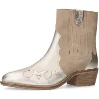 Manfield Cowboylaarzen donkerbeige / goud
