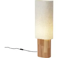 QAZQA Japandi vloerlamp hout met linnen kap 90cm - Lamel