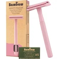 Bambaw Metalen Scheermes – Scheermesjes mannen vrouwen – Safety Razor Mannen – Safety Razor voor vrouwen – Voor Double Edge Mesjes - Roos