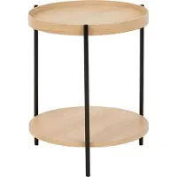 Beliani LANDER - Bijzettafel - Lichtbruin/Zwart - Hout
