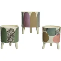 Décoris Bloempot Dolomiet Dia13cm Retro Kleuren Verschillende verschillende Aardewerk