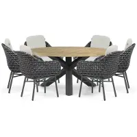 Santika Furniture Santika Yovan/Rockville 160 cm dining tuinset 7-delig