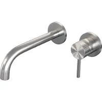 Brauer Stripe inbouw wastafelmengkraan met gebogen uitloop en rozetten model A1 RVS-kleurig geborsteld PVD