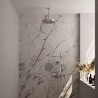 Brauer Stripe Inbouw Regendoucheset Rond - 20cm Plafondbuis - Staafhanddouche - Wandhouder - Chroom - Messing - Kranen, Douchekranen, Douchesets, - Kranen, Douchekranen, Douchesets, Inbouw douchesets