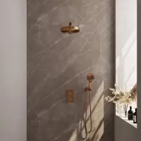 Brauer stripe thermostatische inbouw regendouche 3-weg rechthoekig set 16 met 25 cm douchekop en rechte muurarm en 3-standen handdouche en doucheslang