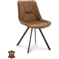 Gister&Vandaag Eetkamerstoel Lively Cognac Leer | Zithoogte 48 cm, Zonder armleuning, Eetkamerstoel Lively Camel Leer