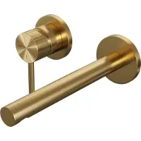 Brauer Stripe inbouw wastafelmengkraan met rechte uitloop en rozetten model A2 goud geborsteld PVD