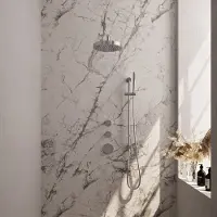 Brauer Stripe inbouw regendouche met 25cm hoofddouche, gebogen muurarm, staafhanddouche en glijstang set 8 chroom