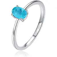 Elenza AMS Elenza Sterling .925 Zilveren Ring met Ovale Blauwe Steen-15mm