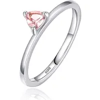 Elenza AMS Elenza Sterling .925 Zilveren Ring met Driehoekige Roze Steen-19mm