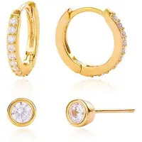 Elenza AMS Elenza Goudkleurige Oorring- en Studset met Zirconia