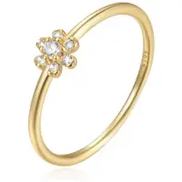 Elenza AMS Elenza Thin .925 Zilveren Ring met Bloemontwerp en Gouden Plating – 1mm-18mm