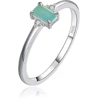 Elenza AMS Elenza Sterling .925 Zilveren Ring met Smaragdgroene Steen en Zirkonia-16mm