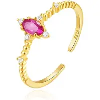 Elenza AMS Stralende Elenza Zilveren Ring met Paarse Kristal – 18K Goud plating