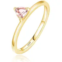 Elenza AMS Elenza Zilveren Ring met Driehoekige Roze Steen, Verguld met 18k Gouden Plating-19mm