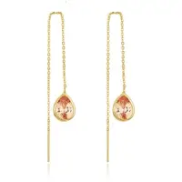 Elenza AMS Elenza Goudkleurige Oorbellen met Peach Zirkonia in Kettingdesign