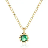 Elenza AMS Elenza Goudkleurige Ketting met Groene Zirkonia in 925 Sterling Zilver