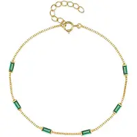 Elenza AMS Elenza Goudkleurige Armband met Groene Stenen in 925 Sterling Zilver