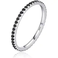 Elenza AMS Elenza Sterling .925 Zilveren Eternity Ring met Zwarte Zirkonia-19mm