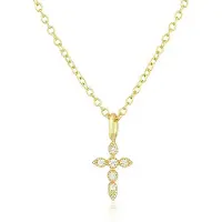 Elenza AMS Elenza 925 Ketting verguld met Kruishanger en Diamantjes – Klassiek en Elegant