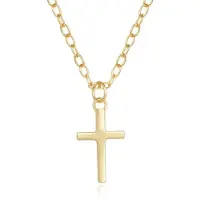 Elenza AMS Elenza Goudkleurige Ketting met Klassiek Kruis in 925 Sterling Zilver