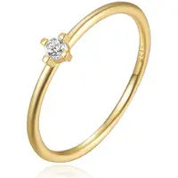Elenza AMS Elenza Thin .925 Zilveren Ring met Gouden Plating en Solitaire Zirconia – 1mm-17mm