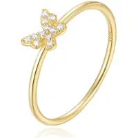 Elenza AMS Elenza Thin .925 Zilveren Ring met Vlindermotief en Gouden Plating – 1mm-18mm