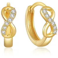 Elenza AMS Goudkleurige Elenza Oorbellen met Infinity Symbool en Zirkonia – Luxe Dames Sieraad