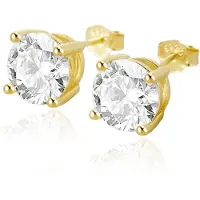 Elenza AMS Elenza .925 Zilveren Studs met Gouden Plating en Zirconia – 8mm