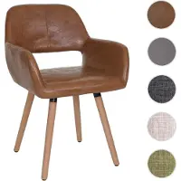 Mendler Eetkamerstoel HWC-A50 II, keukenstoel, retro design uit de jaren 50 kunstleer, imitatie suède, lichte poten