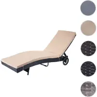 Mendler Zonneluier HWC-D80, tuinstoel, relaxstoel, ligbed, polyrotan, antraciet, kussen beige