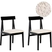 Beliani ISLE - Eetkamerstoel set van 2 - Zwart/Beige - Rubberhout