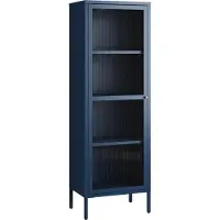 En.casa Vitrinekast Säkylä 150x50x35 cm marineblauw []