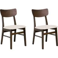 Beliani ANOKA - Eetkamerstoel set van 2 - Lichtbeige/Donkerbruin - Rubberhout