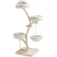 Fudajo design kraboom met hangmat, kattenkraboom 59 x 59 x 169 cm, kattenboom geschikt voor maximaal 15 kg, met sisal en pluche, kattenmeubel met 3 verdiepingen