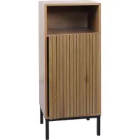 MCW Commode -O42, badkamercommode Badkamerkast Kast met 1 deur, 3 opbergvakken, MDF melamine 98x39x30cm ~ houtlook naturel