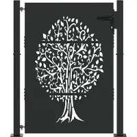 vidaXL Tuinpoort 110 x 155 cm Poedercoated staal Zwart Vergrendelbaar