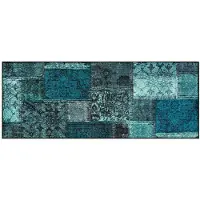 Kleen-Tex Wash+Dry Design Wasbare Deurmat - Loper - Vintage Patches türkis - 75 x 190cm